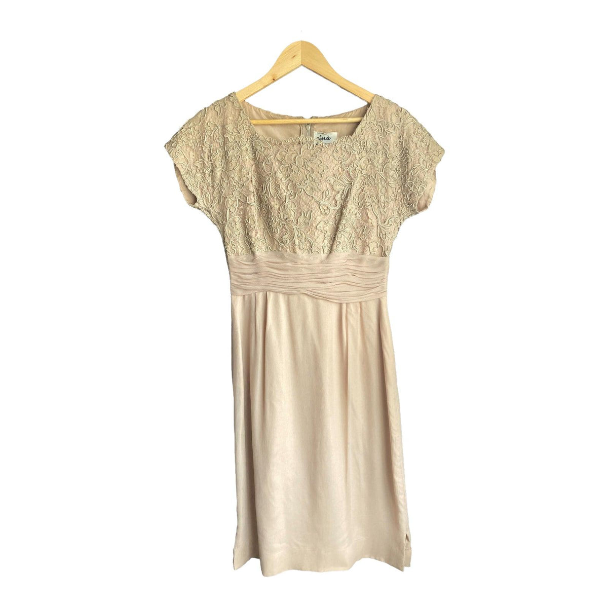 Gina Taupe Capped Sleeved Dress UK Size 12 - Ava & Iva