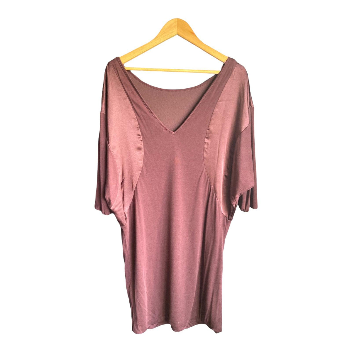 Armani Exchange Burgundy Bat Winged 3/4 Sleeved Dress UK Size Large - Ava & Iva