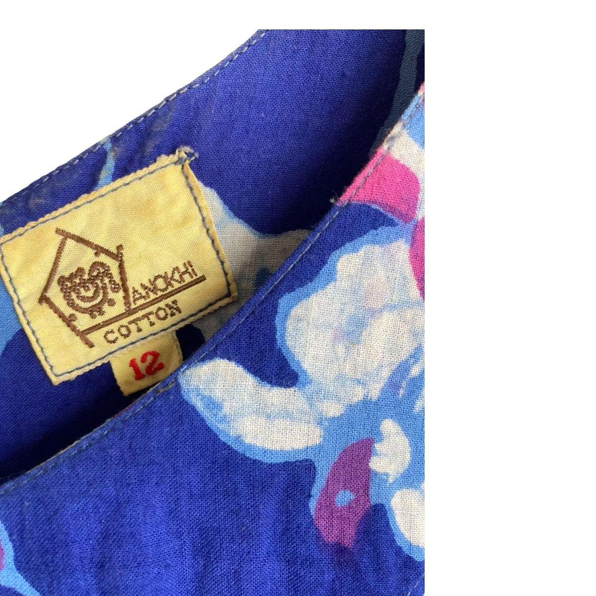 Anokhi Cotton Blue Floral Sleeveless Dress UK Size 12 - Ava & Iva