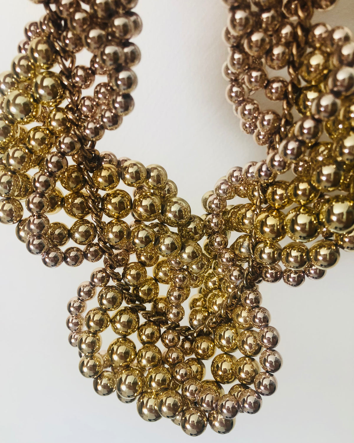 Vintage Gold and Rose Gold Single Strand Twisted Bead Costume Choker Necklet Necklace - Ava & Iva