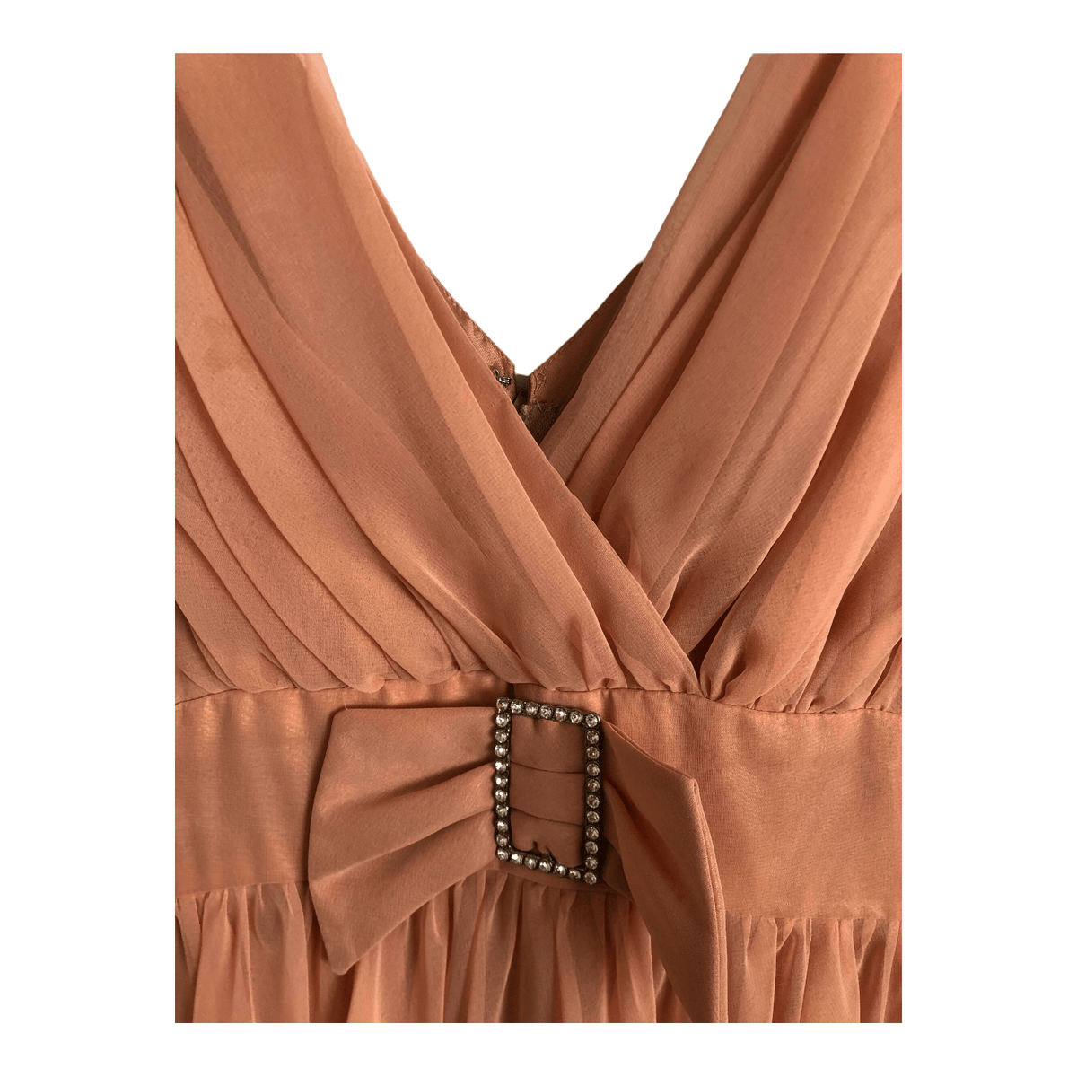 California Vintage Sleeveless Maxi Bow Dress Evening Gown Peach UK Size 10 - Ava & Iva