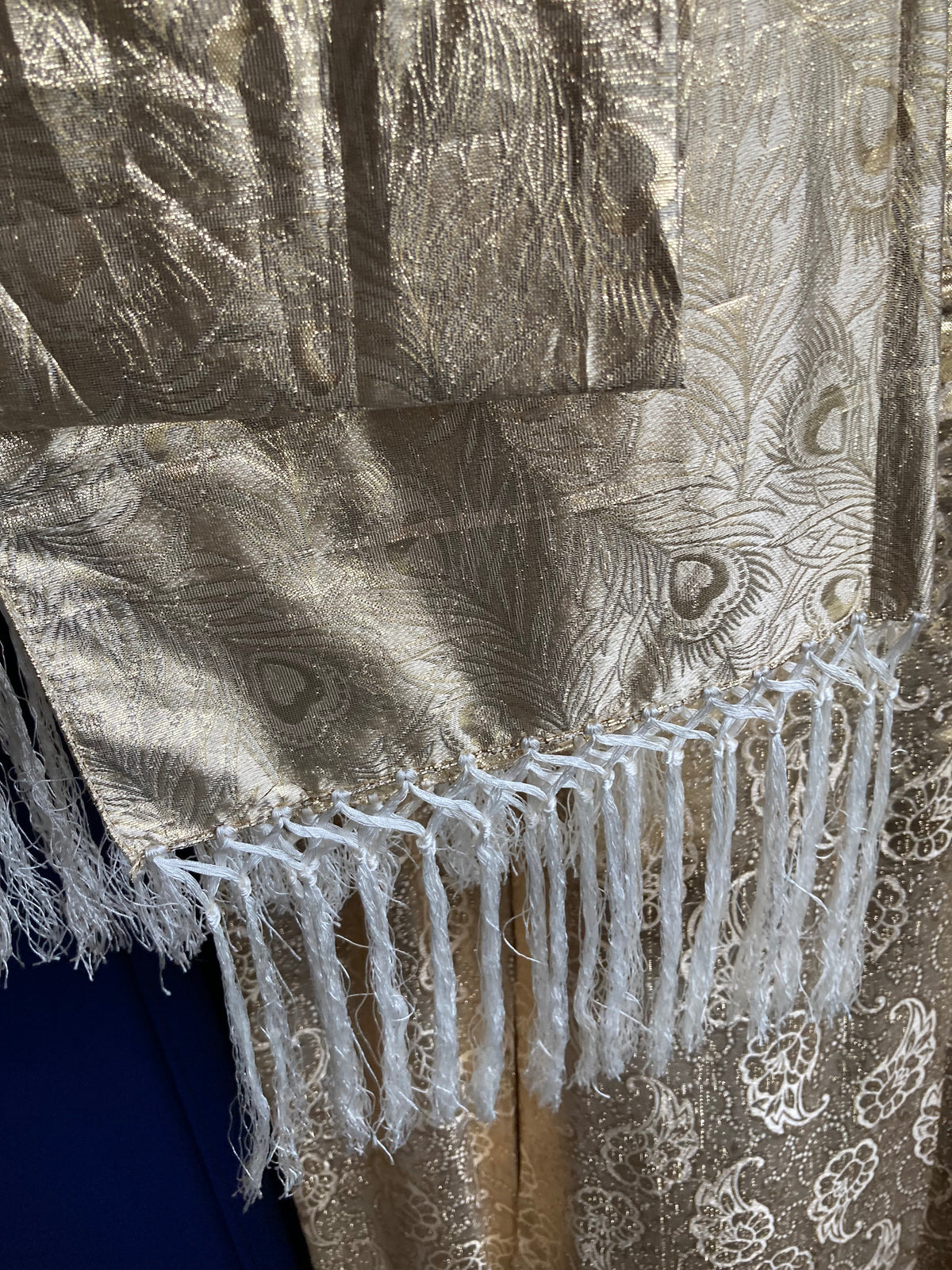 Vintage Gold Sleeveless Cocktail Dress With Matching Fringed Scarf UK Size 10 - Ava & Iva