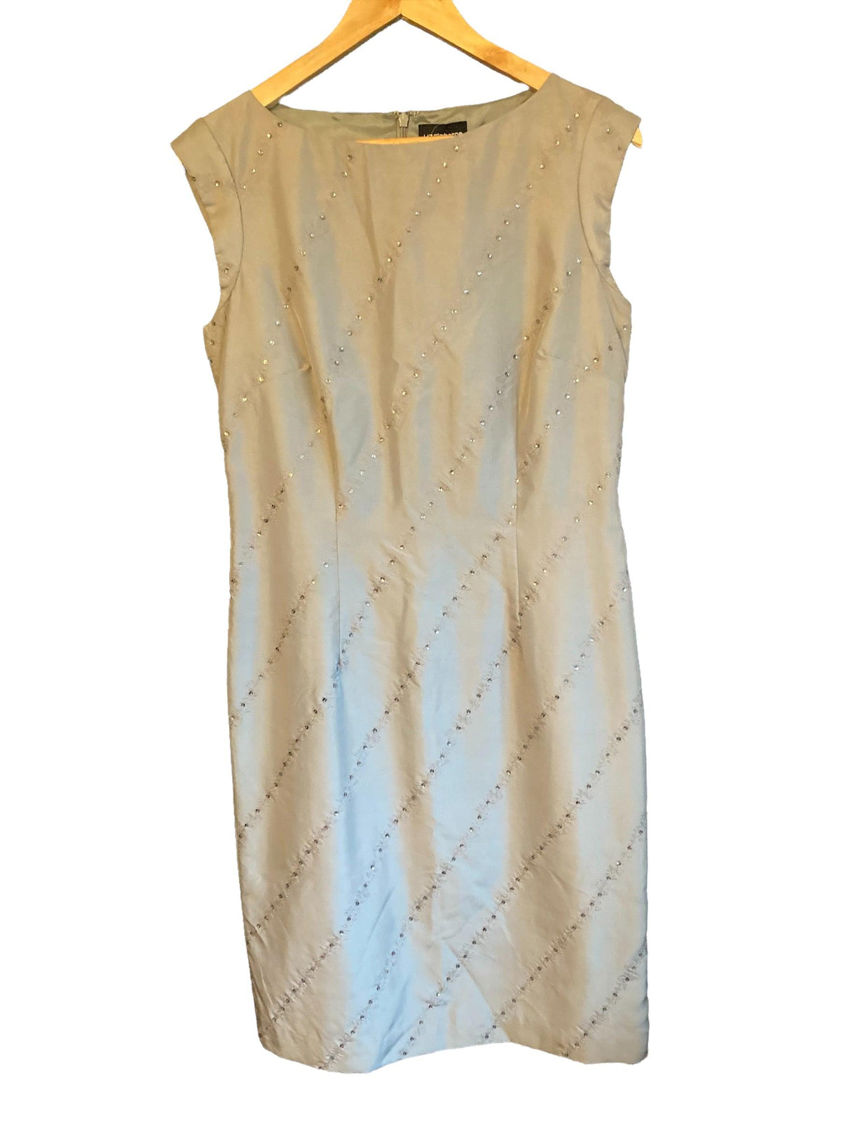 Liz Claiborne Silk Pale Grey Capped Sleeve Dress UK Size 10 - Ava & Iva