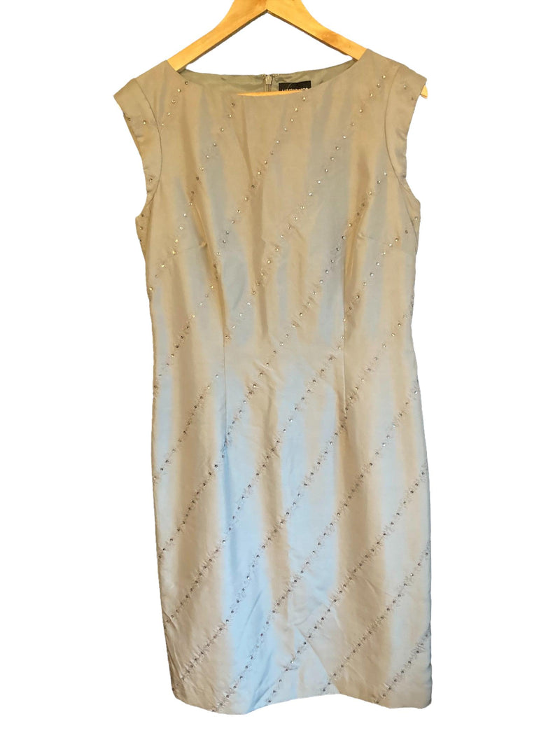Liz Claiborne Silk Pale Grey Capped Sleeve Dress UK Size 10 - Ava & Iva
