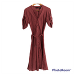 Apostrophe Rayon Blend Short Sleeve Belted Midi Dress Dark Pink S UK Size 6-8 - Ava & Iva