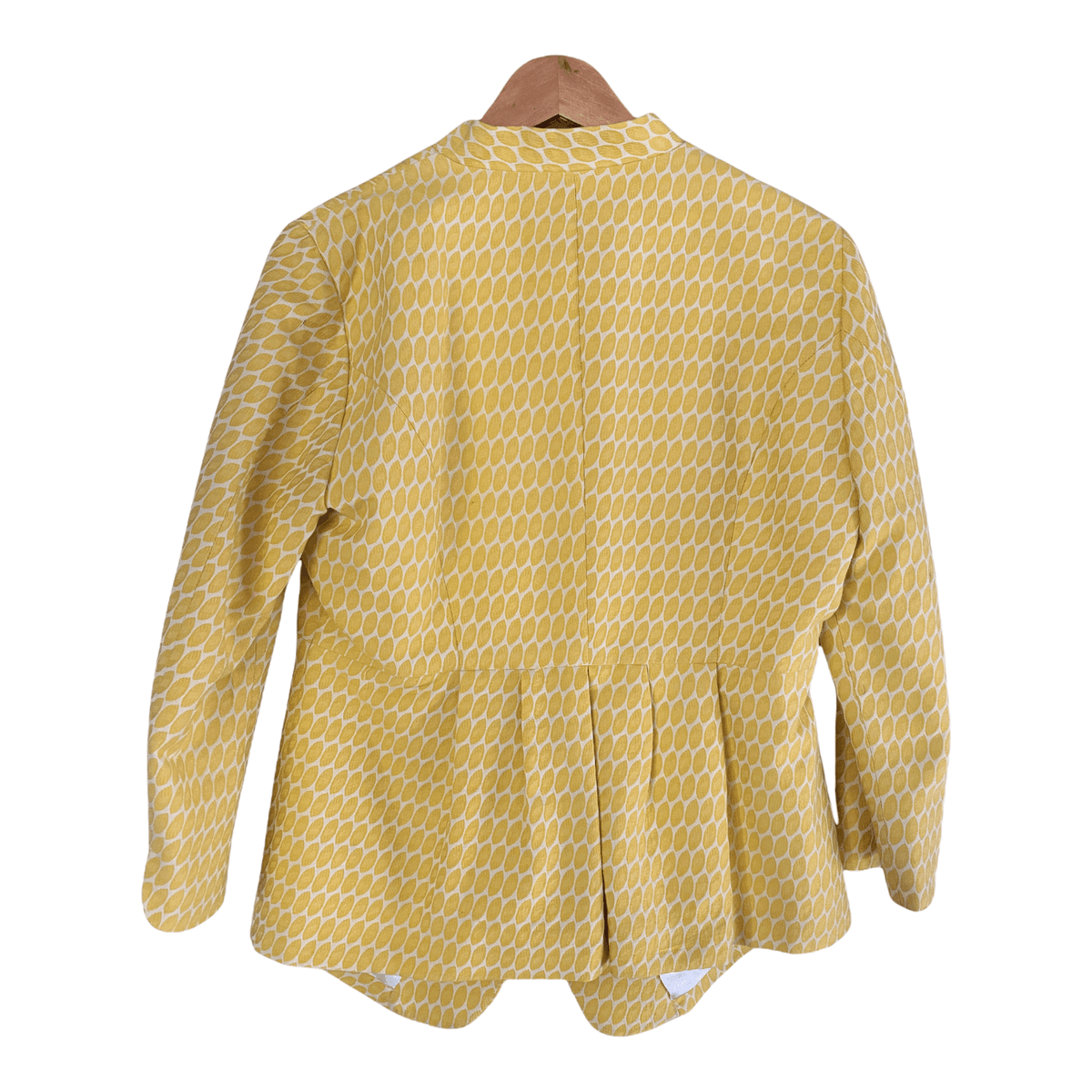 Rutzou Linen Mix Jacket Round Collar Yellow Pattern Size 40 UK Size 12 - Ava & Iva