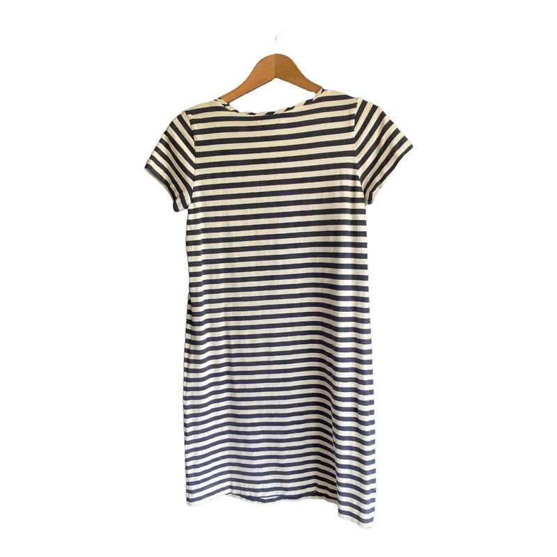 Kate Spade Cotton Navy/White Striped Short Sleeved Dress UK Size Small - Ava & Iva