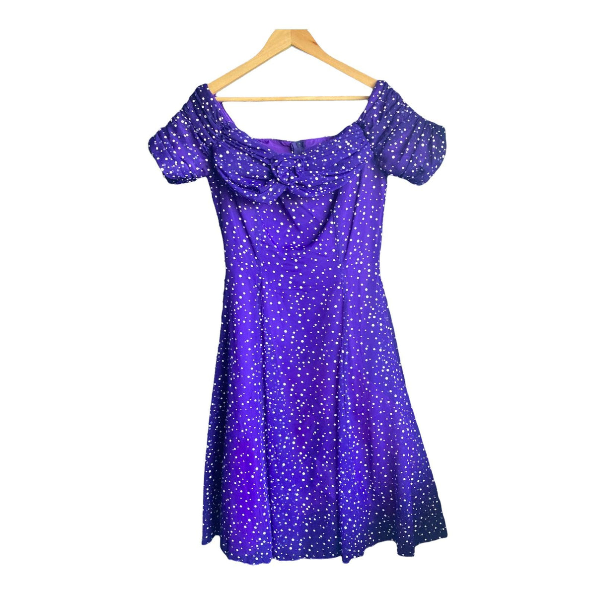 Berkertex Purple Spotted Occasion Short Sleeved Dress UK Size 12 - Ava & Iva