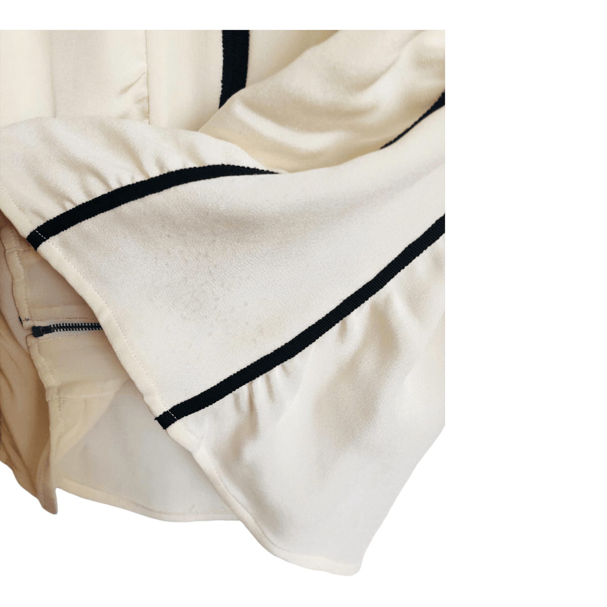 Amanda Wakeley 100% Silk Ruched Zip-up Cardigan Jacket Ivory Ecru Cream Black UK Size 12 - Ava & Iva