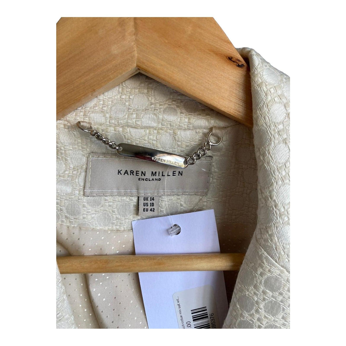 Karen Millen Cotton Mix Cream Skirt Suit UK Size 14 - Ava & Iva