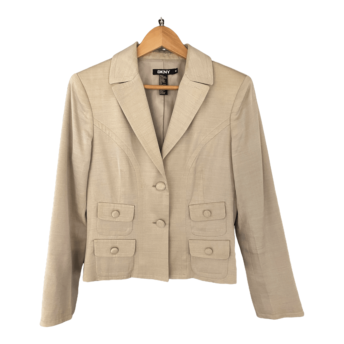 DKNY Silk Mix Jacket Cream Single Breasted Size 10 - Ava & Iva