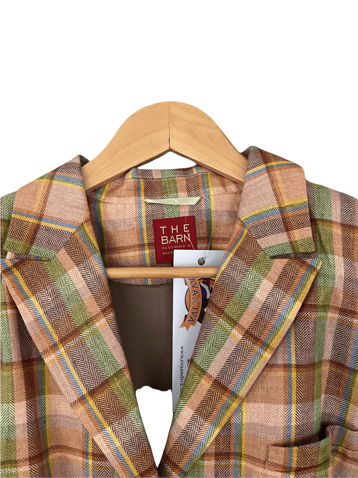 The Barn 100% Linen Jacket Pink and Green Check UK Size 44 (UK Size16/18 - Ava & Iva