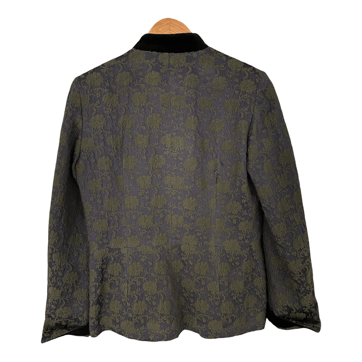 Oliver Grant Round Collar Jacket Blue and Green with Velvet Trim Size Eu 38 UK 10 - Ava & Iva