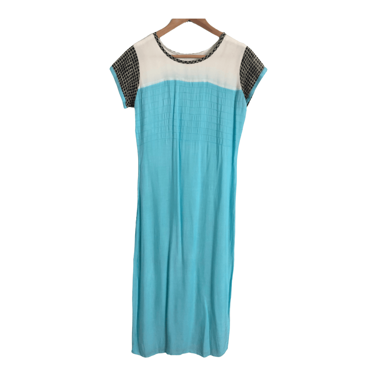 Unbranded Cotton Short Sleeve Maxi Tunic Summer Sundress Dress Light Blue Multi UK Size 10-12 - Ava & Iva