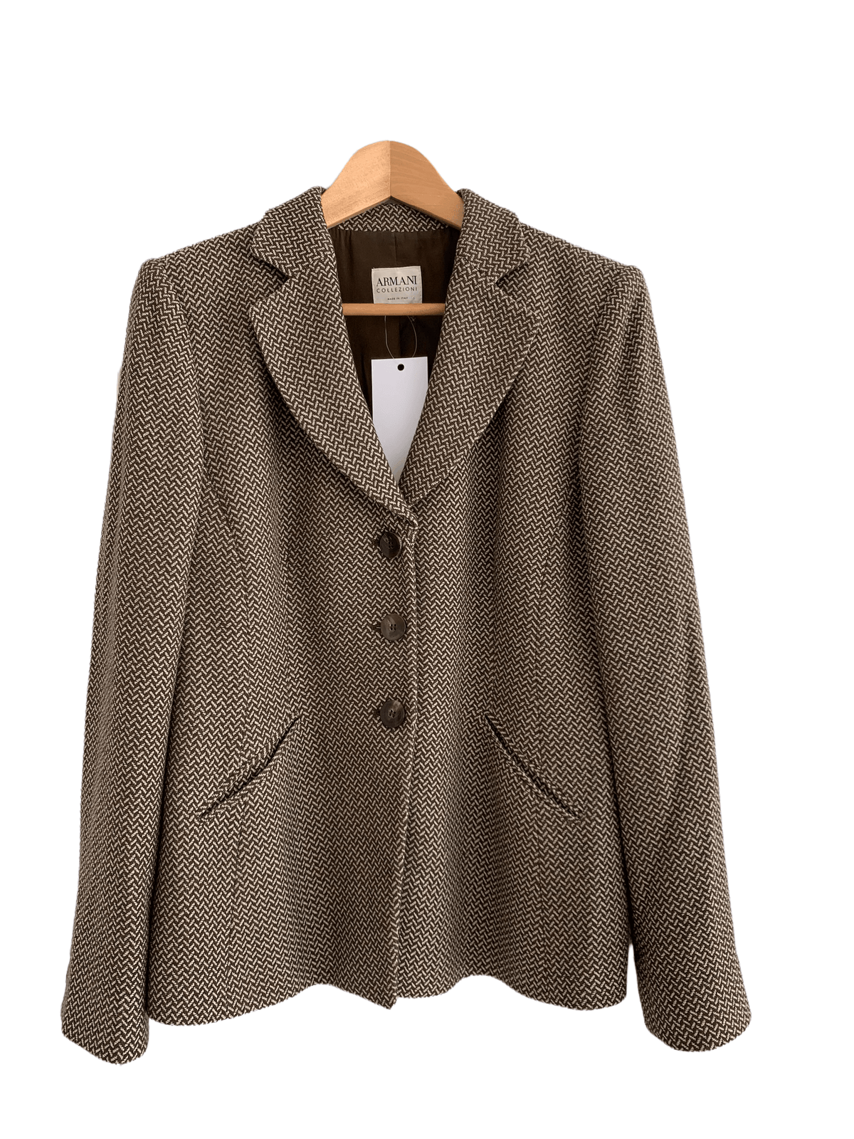 Armani Wool Single Breasted Jacket Brown UK Size M - Ava & Iva