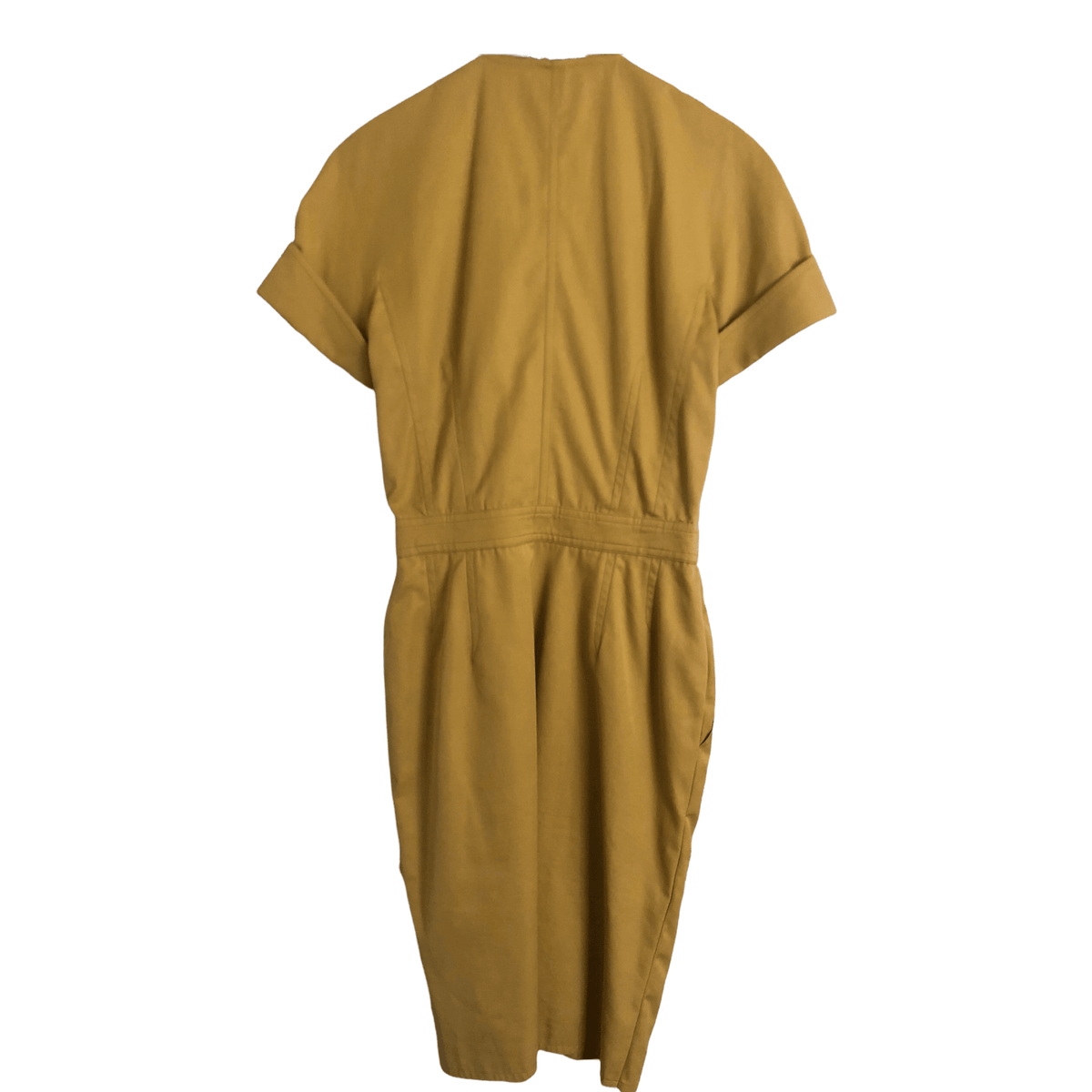 Escada 100% Cotton Short Sleeve Safari Style Wrap Dress Yellow / Ochre UK Size 10 - Ava & Iva