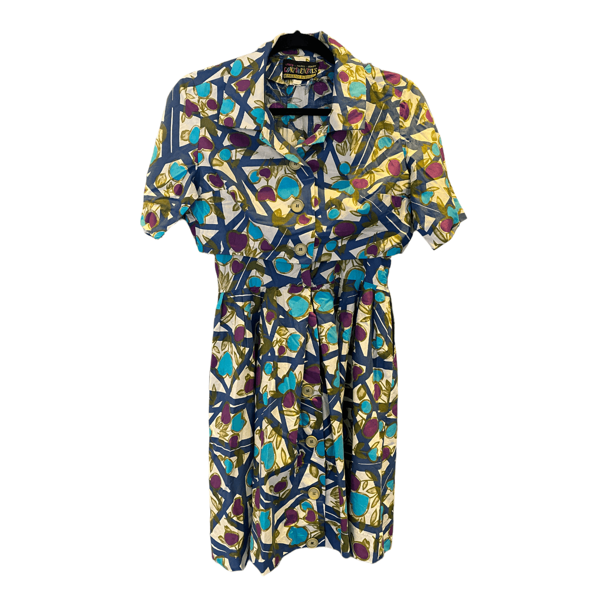 Continentals Berkertex Overseas Vintage Cotton Dress and Jacket Blue and Purple Est Size 8/10 - Ava & Iva