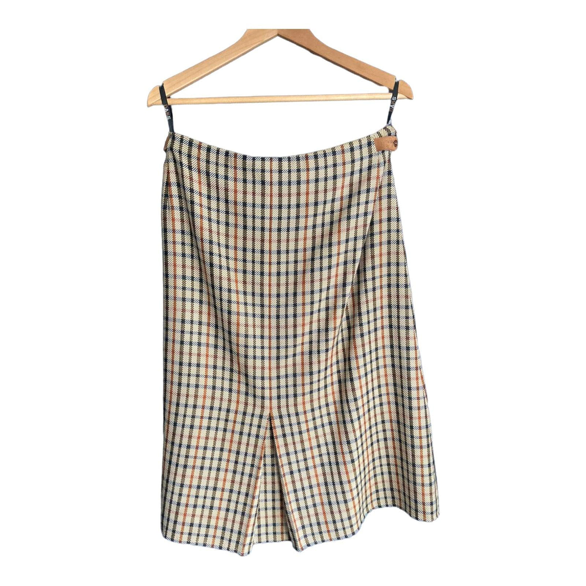 Daks Wool Camel Checked Skirt Suit UK Size 14 - Ava & Iva