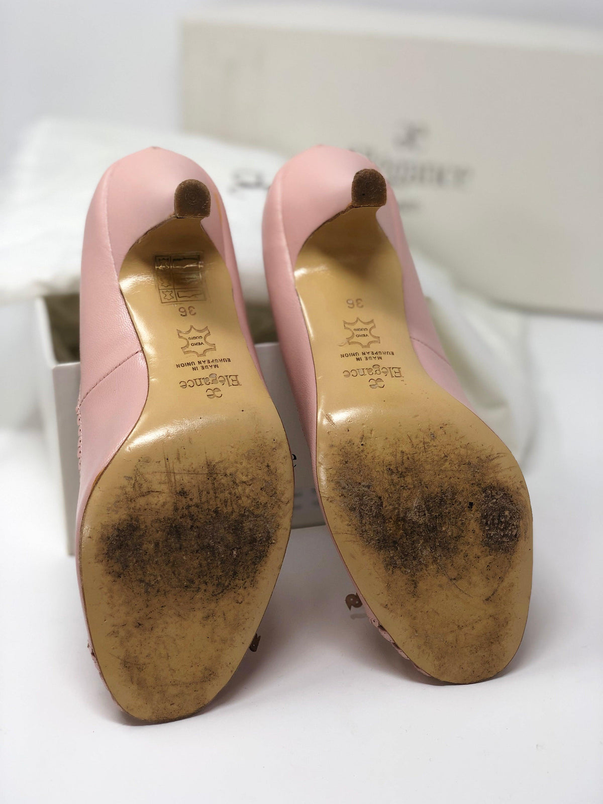 Elegance Paris Peep Toe Heels Leather Pink Size 36 (UK3.5) - Ava & Iva