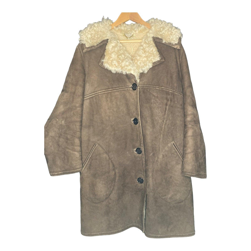 Amartex Sheepskin Brown Long Sleeved Coat UK Size 18 - Ava & Iva