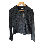 Tramontana Cotton Black With Grey Pattern Biker Style Jacket UK Size Medium - Ava & Iva