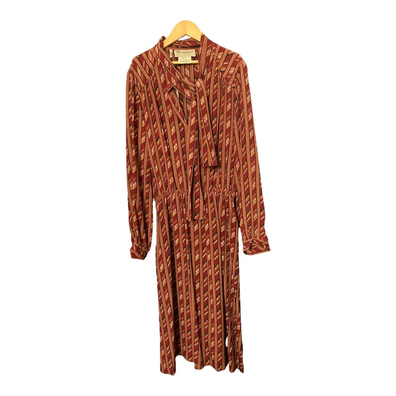 Serbaldi Silk Rust Patterned Long Sleeved Dress UK Size 10 - Ava & Iva