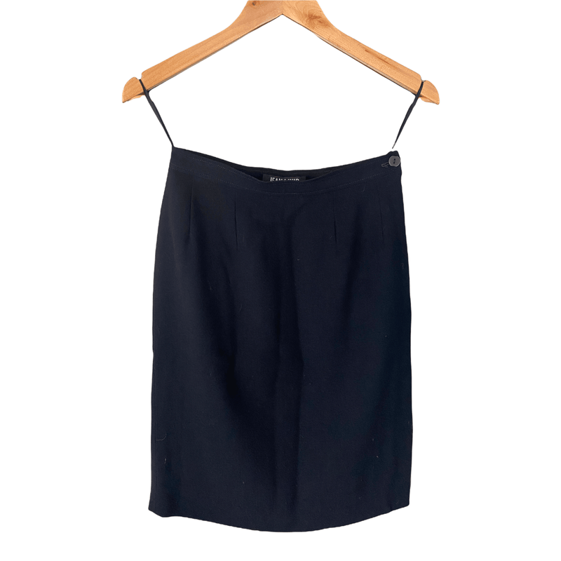 Jean Muir Vintage Wool Skirt Dark Navy Blue Size 8 - Ava & Iva