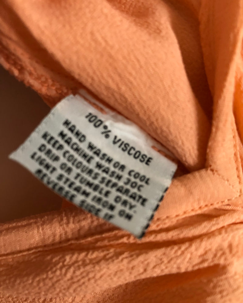 Ghost London 100% Stretch Viscose Cap Sleeve Midi Dress Apricot UK Size 12 - Ava & Iva