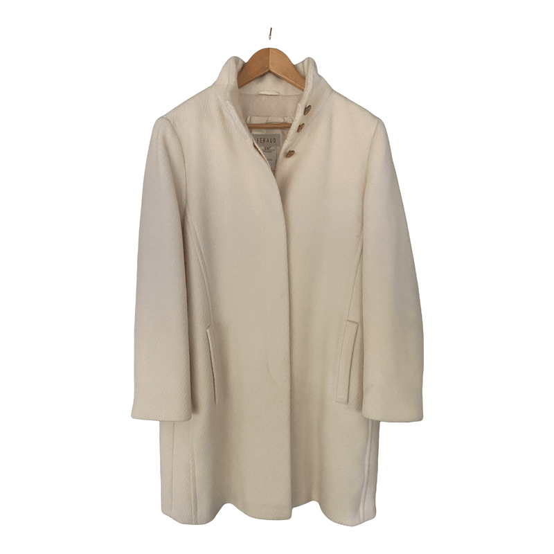 Feraud Wool and Angora Mix Coat Cream with Belt FR46 UK Size 18 - Ava & Iva