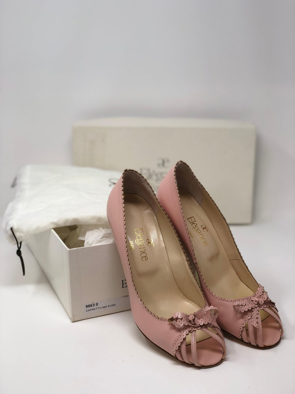 Elegance Paris Peep Toe Heels Leather Pink Size 36 (UK3.5) - Ava & Iva