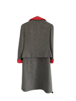 André Peters Vintage Wool Mix Sleeveless Dress and Jacket Grey and Red UK Size 12 - Ava & Iva