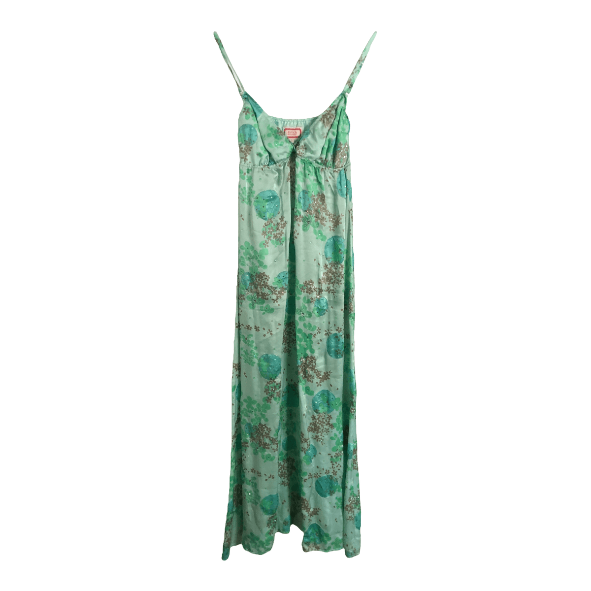 Avoca Anthology Vintage Silk Sleeveless Maxi Summer Dress Green Multi Embellished Floral Print BNWT UK Size 6-8 - Ava & Iva