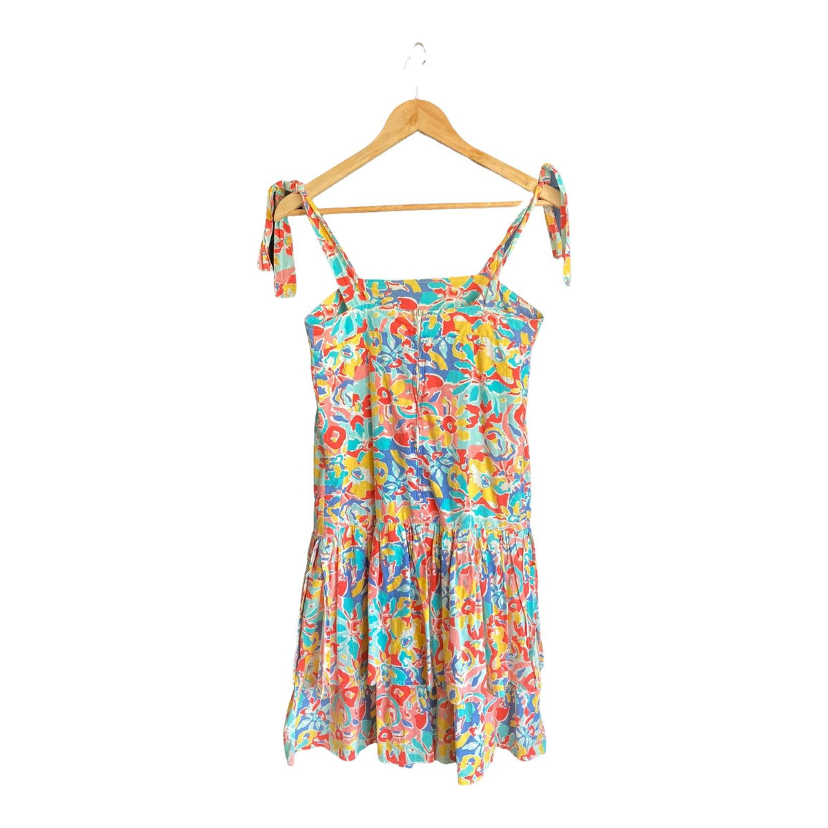 Laura Ashley Cotton Multi-Coloured Patterned Sleevelss Dress Uk Size 12 - Ava & Iva