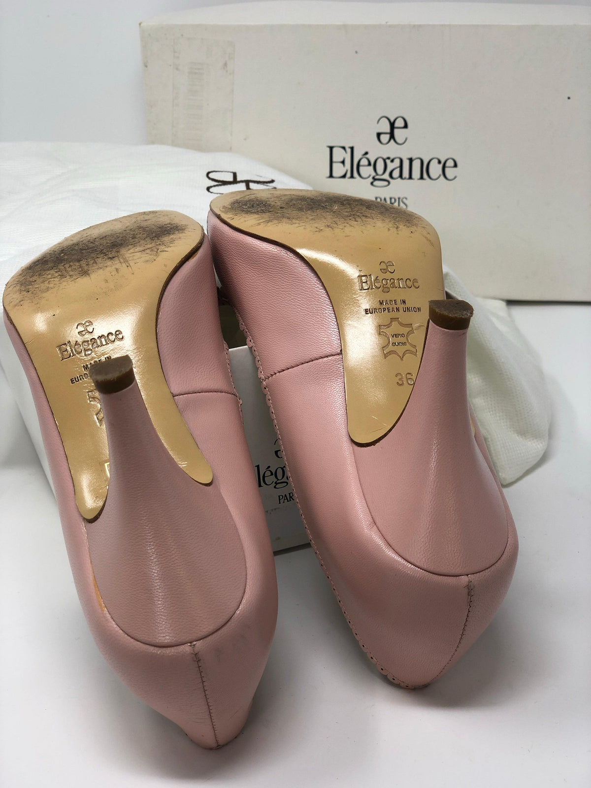 Elegance Paris Peep Toe Heels Leather Pink Size 36 (UK3.5) - Ava & Iva