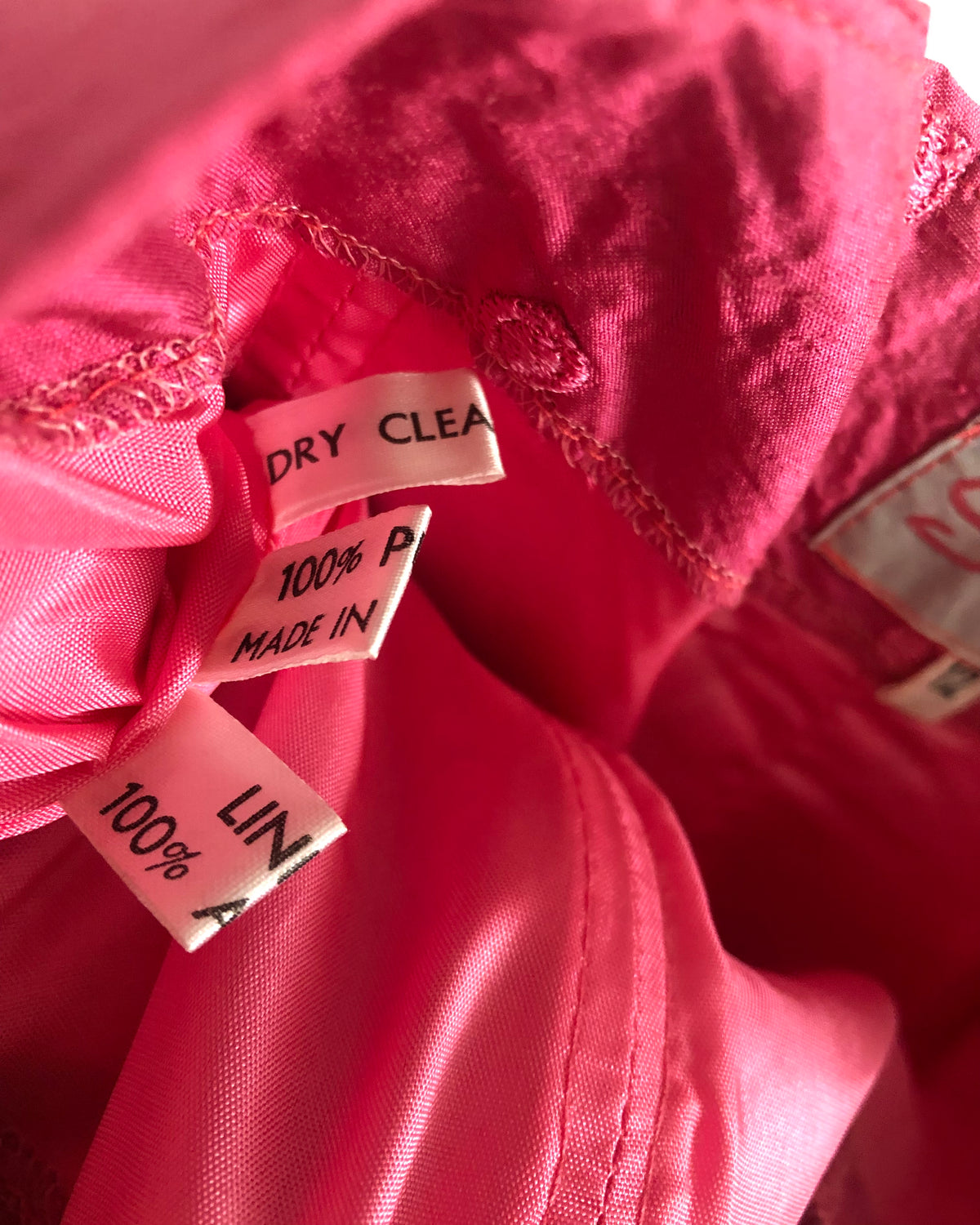 S.W.10 London Vintage 100% Raw Silk Embroidered Strapless Sleeveless Midi Cocktail Dress Pink Circle Print UK Size 10 - Ava & Iva