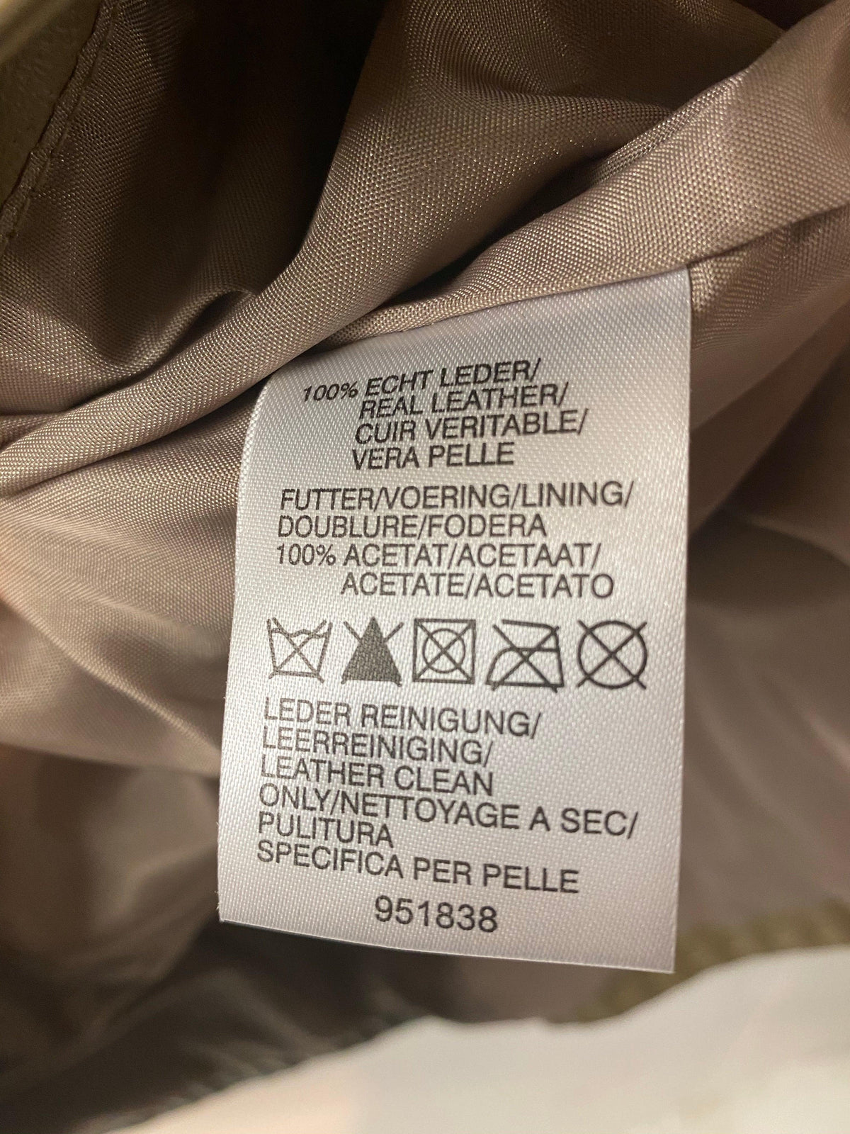 Heine Leather Jacket with Embroidered Panels & Pockets Taupe UK Size 14 - Ava & Iva