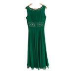 Global Vintage 100% Silk Sleeveless Beaded Maxi Cocktail Dress Emerald Green UK Size 10 - Ava & Iva