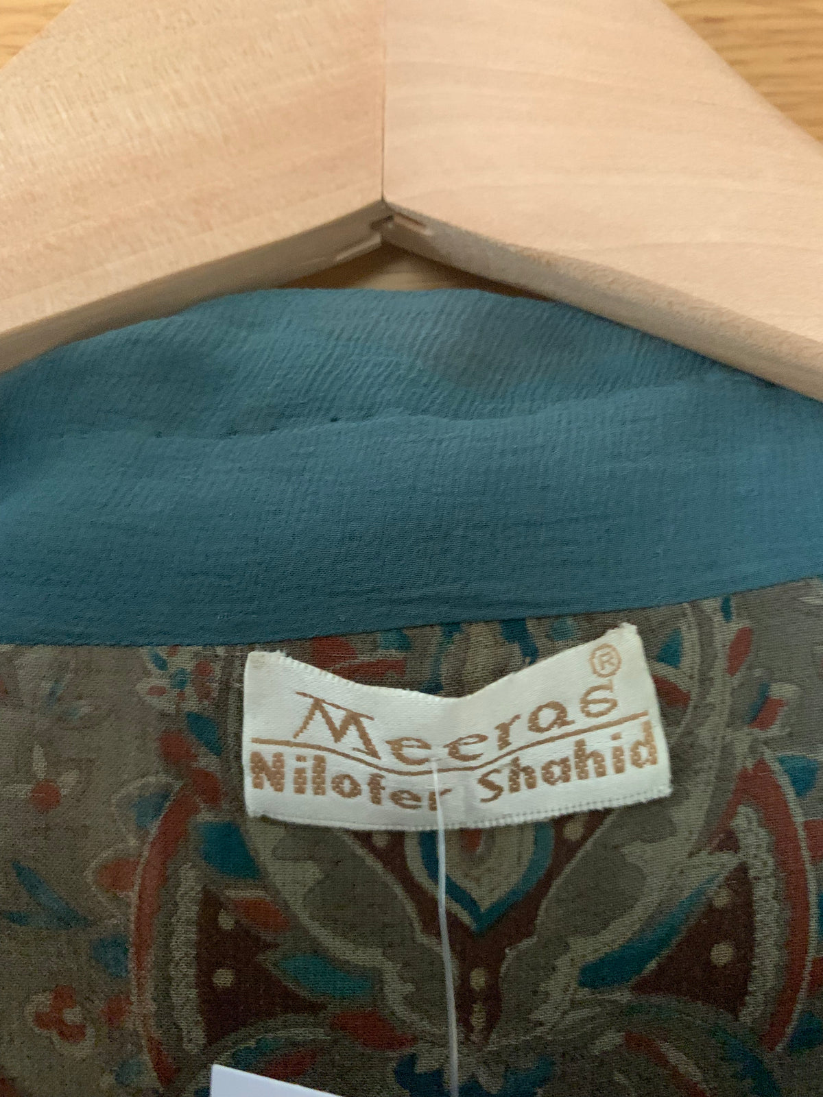 Meeras Nilofer Shahid Vintage Silk Top Green UK Size Medium - Ava & Iva