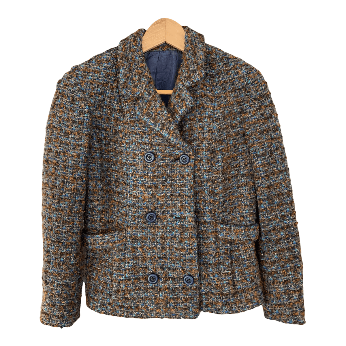 London Maid Vintage Boucle Jacket Blue and Brown UK Size10 - Ava & Iva