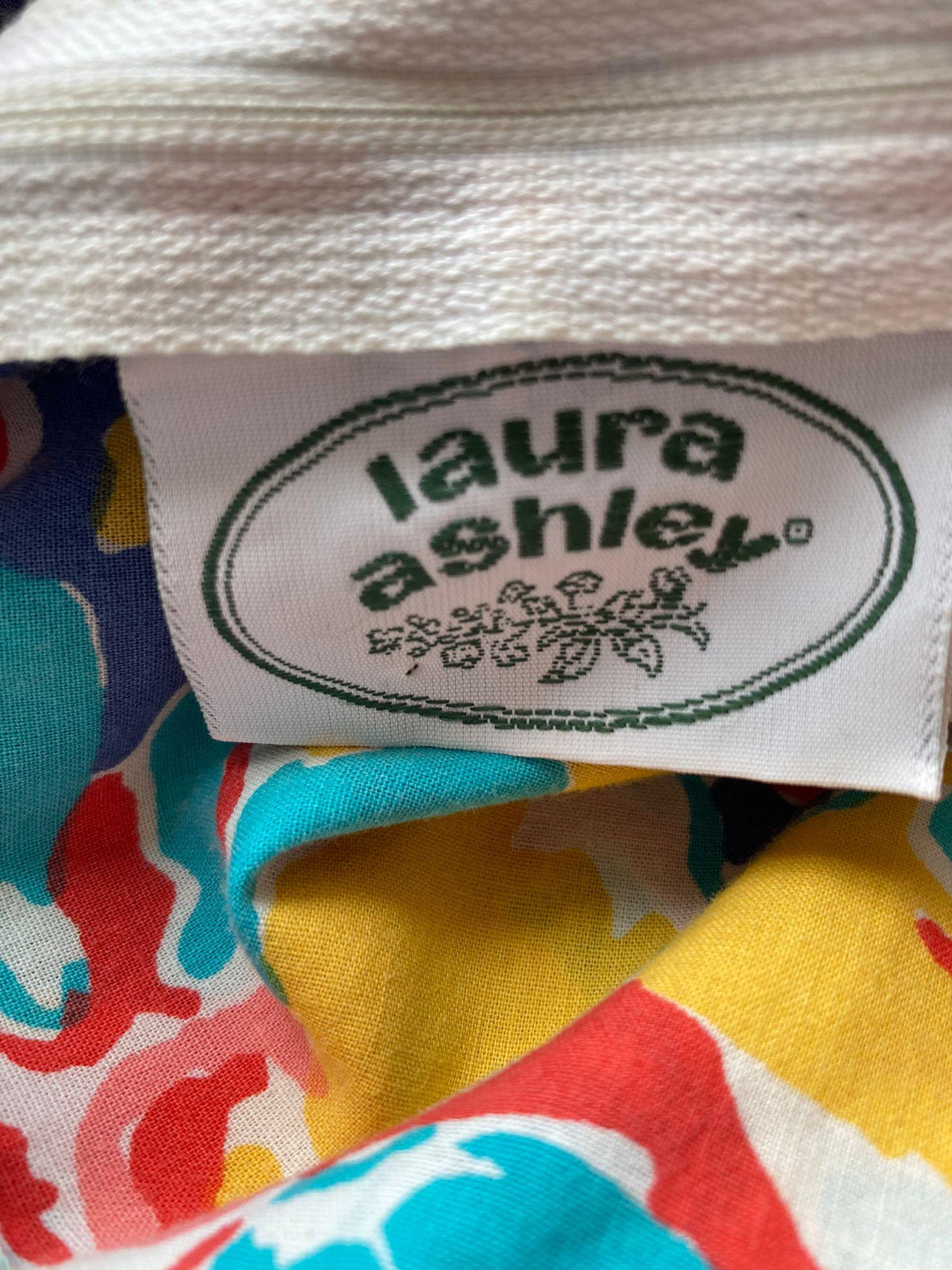 Laura Ashley Cotton Multi-Coloured Patterned Sleevelss Dress Uk Size 12 - Ava & Iva