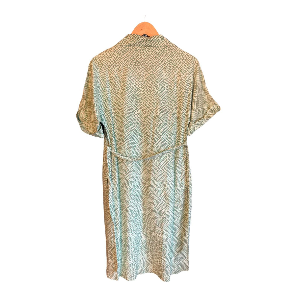 Fredrick Howard Cotton Green And White Patterened Short Sleeved Dress UK Size 12 - Ava & Iva