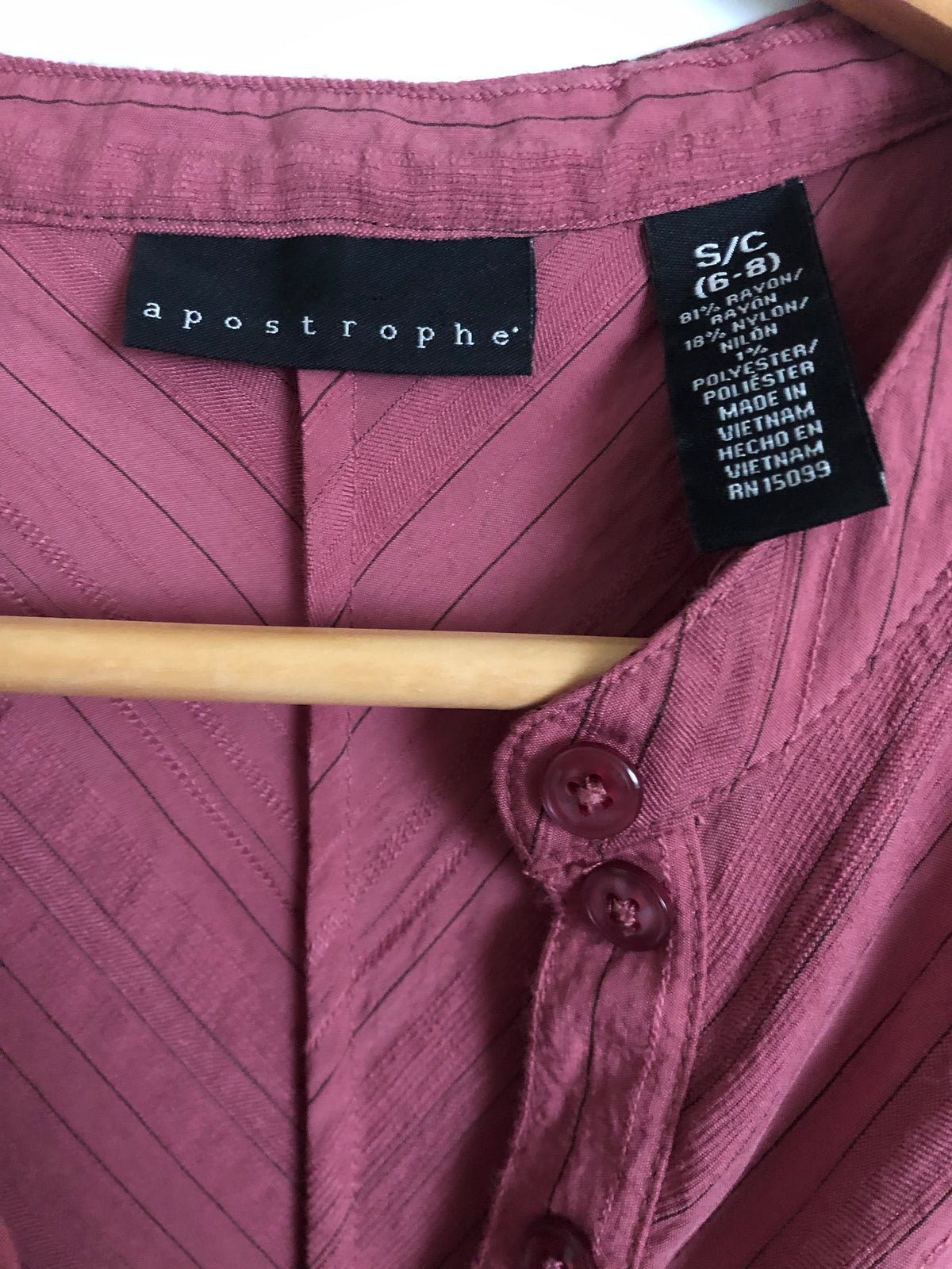 Apostrophe Rayon Blend Short Sleeve Belted Midi Dress Dark Pink S UK Size 6-8 - Ava & Iva