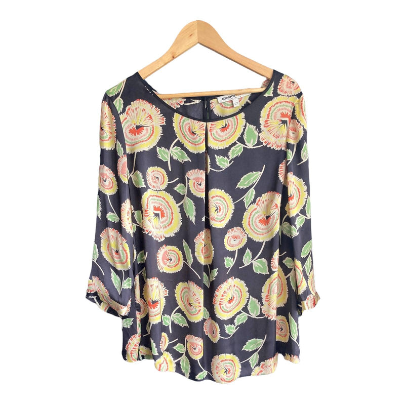 Clements Ribeiro Black Multi-Coloured 3/4 Sleeve Tunic Top UK Size 20 - Ava & Iva