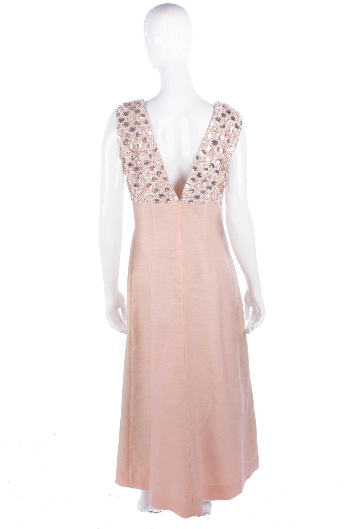 Ellis Vintage A Line Evening Gown Peach Pink with Beads and Sequins UK10/12 - Ava & Iva