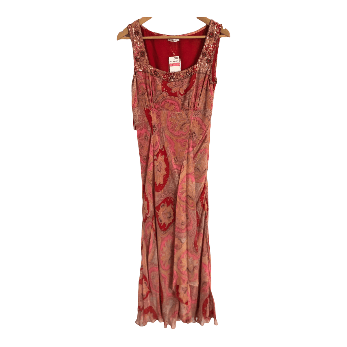 Planet Sleeveless 100% Silk Chiffon Embroidered Maxi Dress Multi Floral Print UK Size 8 BNWT - Ava & Iva