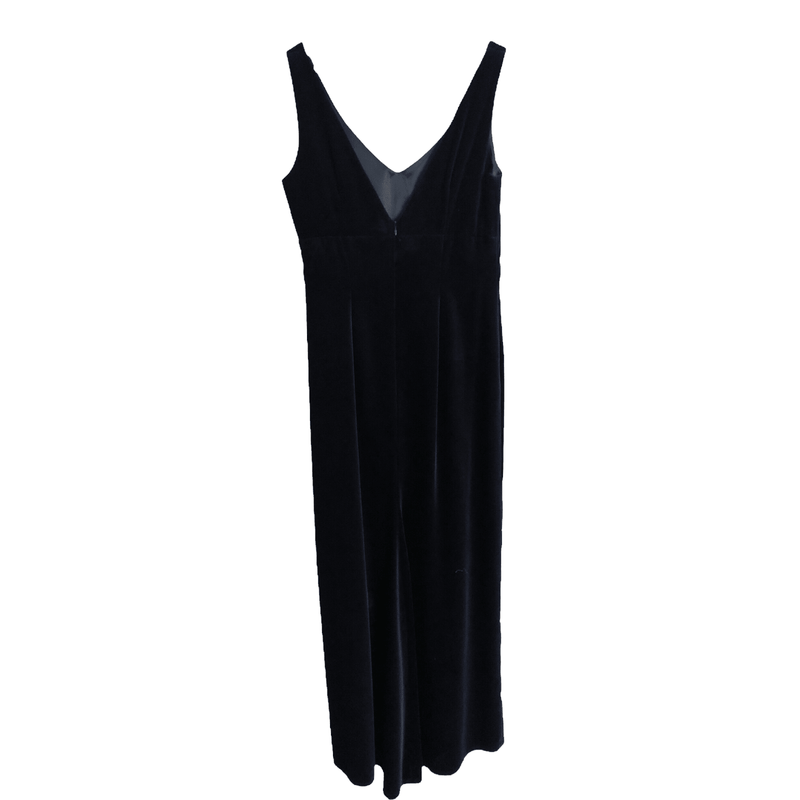 Monsoon Vintage Velvet Sleeveless Evening Maxi Dress Navy Midnight Blue UK Size 12-14 - Ava & Iva