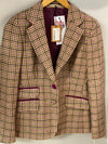 Flynn Eve Jacket Wool Plum & Olive Check UK size 8 (36) RRP £398 BNWT - Ava & Iva