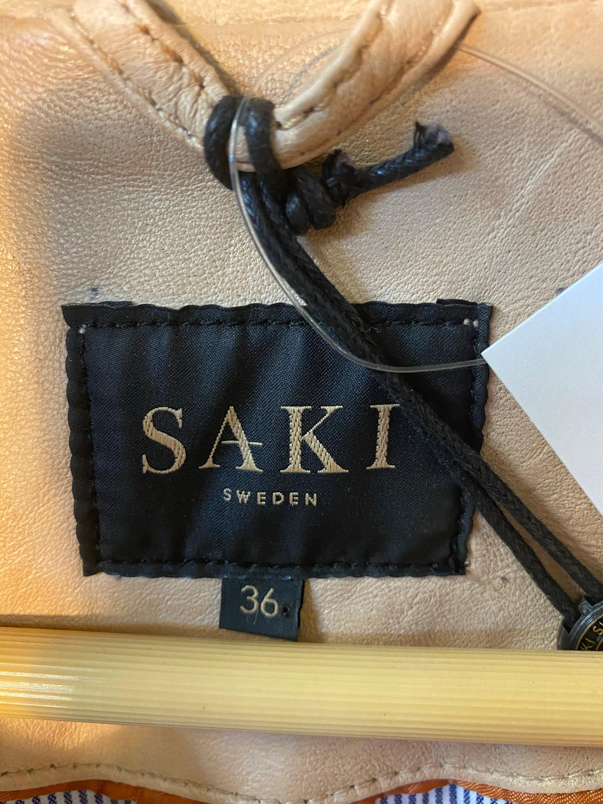 Saki Sweden "Gella" Biker Jacket Beige Leather Size 36 (UK10) BNWT - Ava & Iva