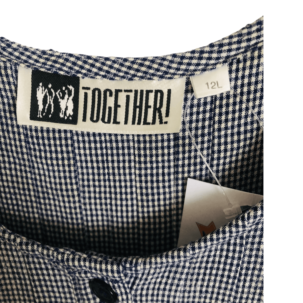 Together Vintage Viscose Sleeveless Maxi Dress Navy Blue White Gingham UK Size 12L - Ava & Iva