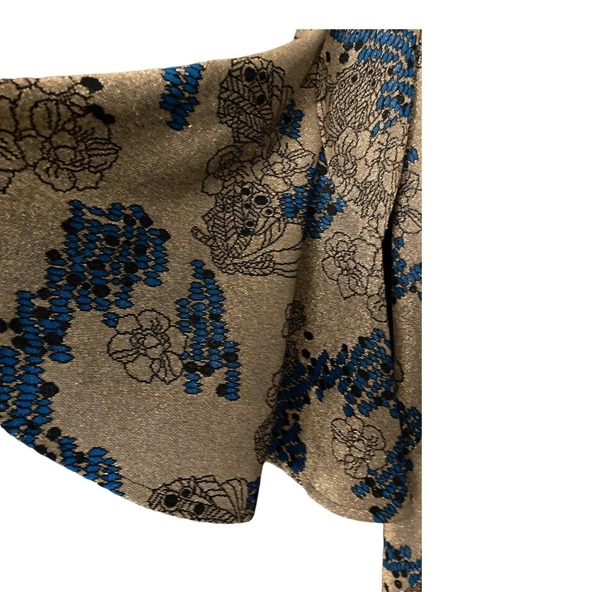 Windsmoor Gold and Blue Patterned Wing Sleeved Dress UK Size 12 - Ava & Iva